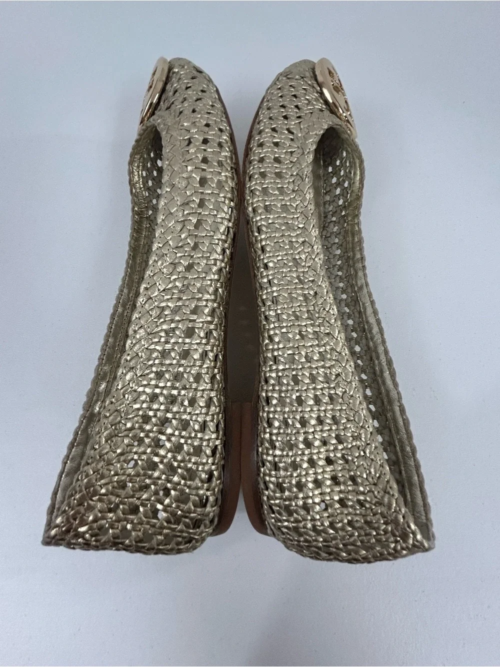 Tory Burch Reva Pasedena Woven Gold Ballet Flats Size 7.5